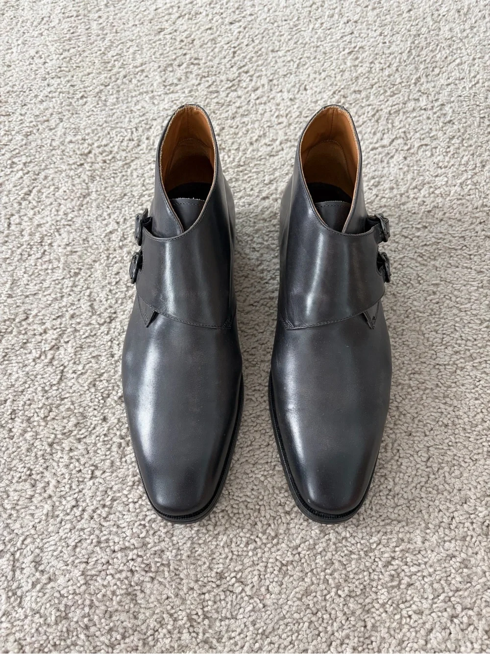 Bruno Magli Black Double Monk Strap Leather Boots Size 11 EUC